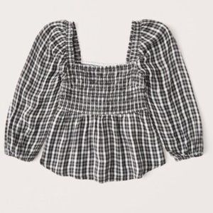 Abercrombie & Fitch Smocked Gingham Top Size L